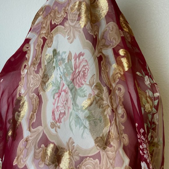 BASILE Vintage Large Square Scarf 100% Silk Gold Size 43" x 43" - Picture 2 of 9